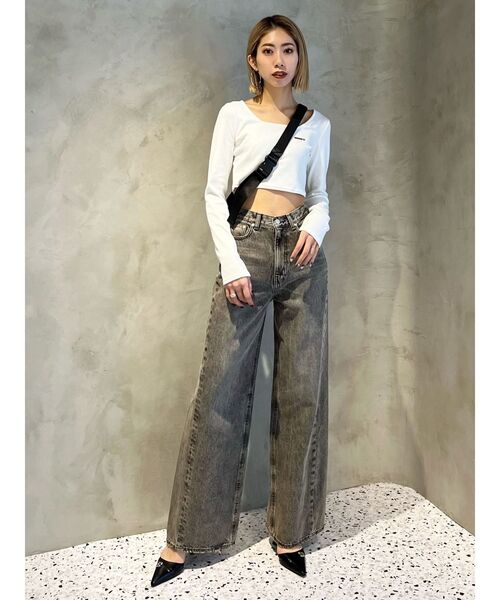 EMODA（エモダ）の「プレートクロップトップ（Tシャツ/カットソー・レディース・ホワイト/ブラック/グレー/その他・FREE）」の7枚目の写真