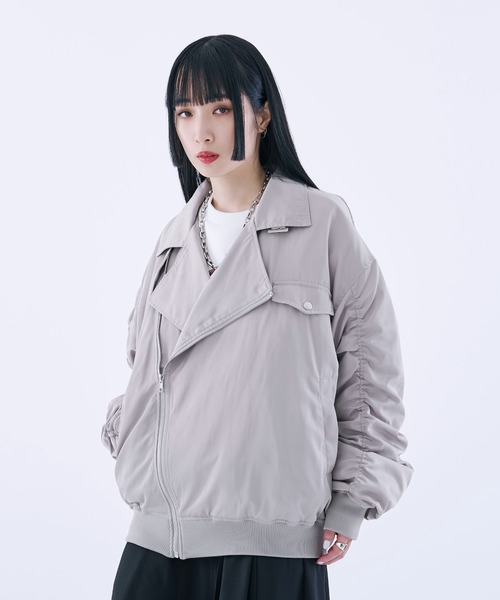 Ellno Loset（エルノロゼット）の「シャーリングライダースブルゾン（ブルゾン・メンズ・ライトグレー/ブラック・SMALL/MEDIUM/LARGE）」の21枚目の写真