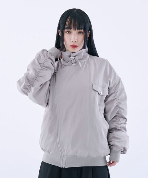 Ellno Loset（エルノロゼット）の「シャーリングライダースブルゾン（ブルゾン・メンズ・ライトグレー/ブラック・SMALL/MEDIUM/LARGE）」の6枚目の写真