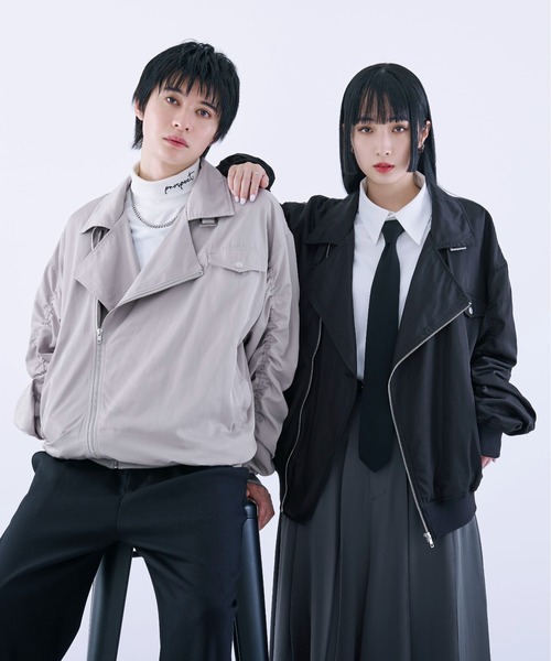 Ellno Loset（エルノロゼット）の「シャーリングライダースブルゾン（ブルゾン・メンズ・ライトグレー/ブラック・SMALL/MEDIUM/LARGE）」の14枚目の写真