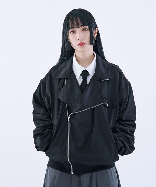 Ellno Loset（エルノロゼット）の「シャーリングライダースブルゾン（ブルゾン・メンズ・ライトグレー/ブラック・SMALL/MEDIUM/LARGE）」の15枚目の写真