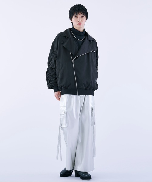 Ellno Loset（エルノロゼット）の「シャーリングライダースブルゾン（ブルゾン・メンズ・ライトグレー/ブラック・SMALL/MEDIUM/LARGE）」の10枚目の写真