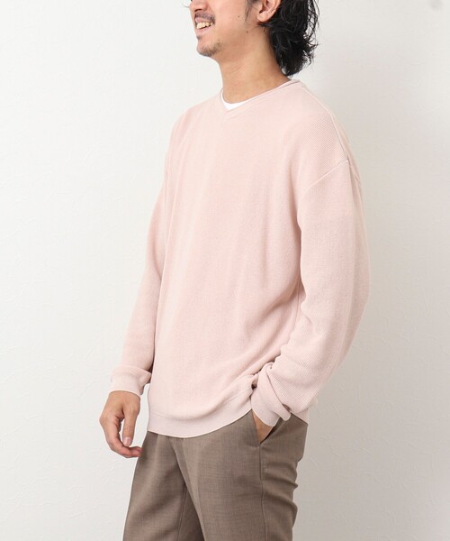 NOLLEY'S goodman（ノーリーズグッドマン）の「《2点セット》片畦 浅Vロールネックニット Tシャツ付き（ニット/セーター・メンズ・ネイビー/グリーン系その他/ピンク/ライトグレー・M/L）」の17枚目の写真