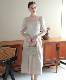 DRESS LAB（ドレスラボ）の「【結婚式/オケージョンドレス】リボンベルト付パフスリーブワンピース（ドレス）」