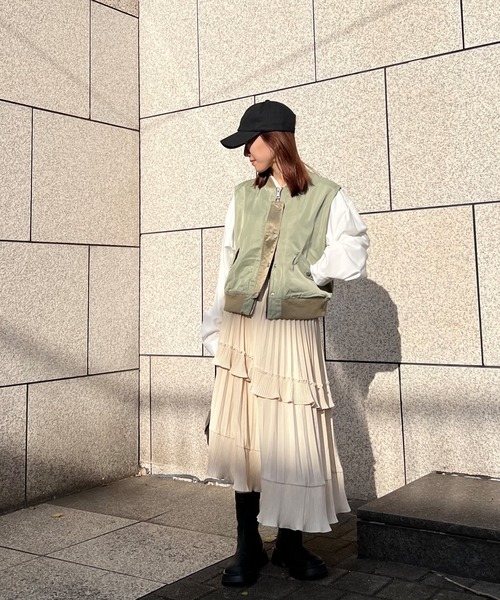 ISOOK(アイスー)の「【ISOOK / アイスー】アシンメトリープリーツフレアスカート / アシメスカート ティアードスカート プリーツスカート 変形 オケージョン きれいめ ミモレ丈 ZOZOTOWN限定(スカート・レディース・アイボリー/グレー/ブラック・FREE)」の21枚目の写真