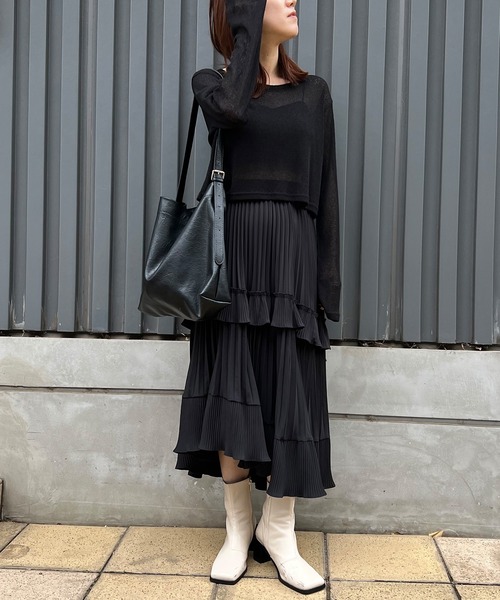 ISOOK(アイスー)の「【ISOOK / アイスー】アシンメトリープリーツフレアスカート / アシメスカート ティアードスカート プリーツスカート 変形 オケージョン きれいめ ミモレ丈 ZOZOTOWN限定(スカート・レディース・アイボリー/グレー/ブラック・FREE)」の14枚目の写真