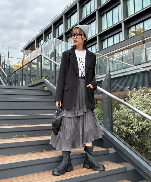 ISOOK(アイスー)の「【ISOOK / アイスー】アシンメトリープリーツフレアスカート / アシメスカート ティアードスカート プリーツスカート 変形 オケージョン きれいめ ミモレ丈 ZOZOTOWN限定(スカート・レディース・アイボリー/グレー/ブラック・FREE)」の20枚目の写真