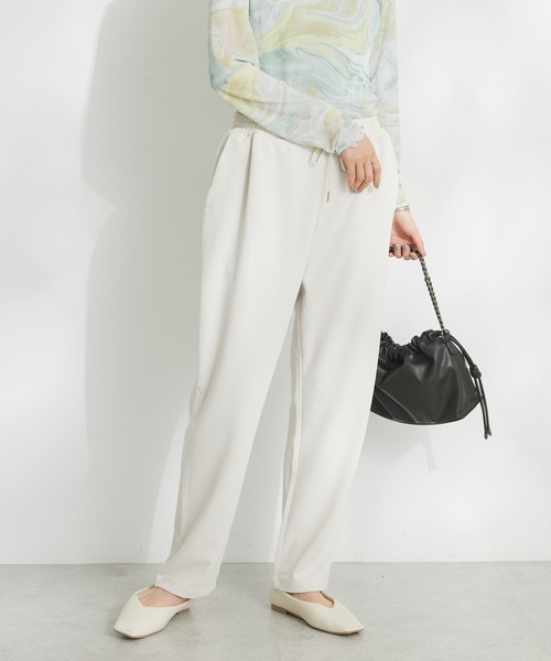 CRAFT STANDARD BOUTIQUE（クラフトスタンダードブティック）の「ストレッチカラーイージーパンツ（その他パンツ・レディース・アイボリー/ブラック/カーキ/グリーン/ネイビー・M/L）」の2枚目の写真