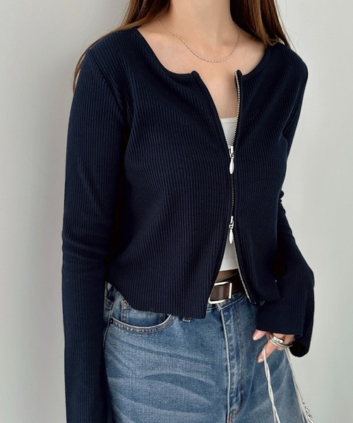 トップス short cardigan レディース】SHAGGY SHORT KNIT CARDIGAN | CLANE(クラネ