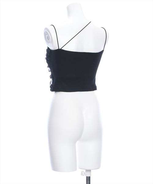 clear（クリア）の「ショート丈カップ付きキャミソール（キャミソール・レディース・オフホワイト/ブラック・F）」の5枚目の写真