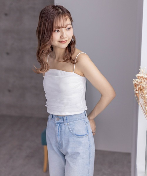 clear（クリア）の「ショート丈カップ付きキャミソール（キャミソール・レディース・オフホワイト/ブラック・F）」の14枚目の写真