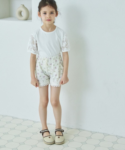 裾レースフリル ワッフルショートパンツ（その他パンツ