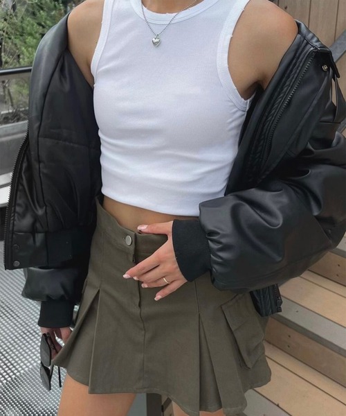 DEFLEXTION(ディフレクション)の「【DEFLEXTION / ディフレクション】Rib tank top / リブタンクトップ(タンクトップ・レディース・ホワイト/ブラック/ベージュ・SMALL/MEDIUM/LARGE)」の2枚目の写真