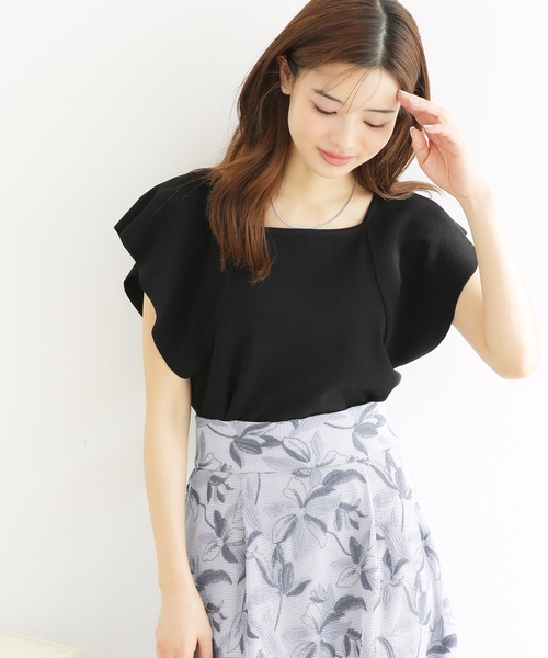 ROPE' PICNIC(ロペピクニック)の「袖フレアニットトップス/UVカット・洗濯機OK・冷感(ニット/セーター・レディース・ブラック/オフホワイト/ブラウン・38)」の7枚目の写真