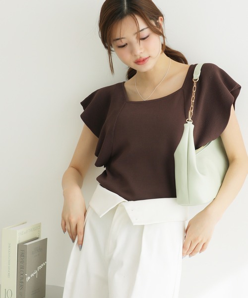 ROPE' PICNIC(ロペピクニック)の「袖フレアニットトップス/UVカット・洗濯機OK・冷感(ニット/セーター・レディース・ブラック/オフホワイト/ブラウン・38)」の16枚目の写真