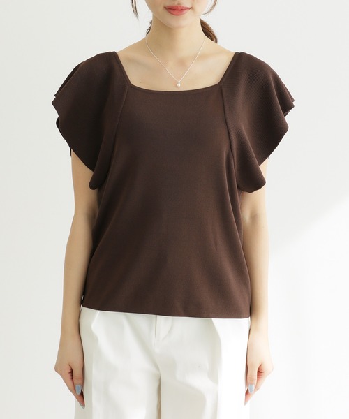 ROPE' PICNIC(ロペピクニック)の「袖フレアニットトップス/UVカット・洗濯機OK・冷感(ニット/セーター・レディース・ブラック/オフホワイト/ブラウン・38)」の17枚目の写真