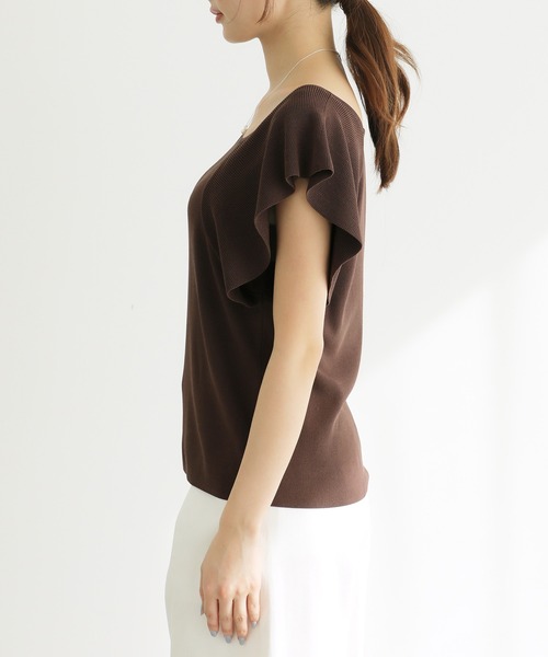 ROPE' PICNIC(ロペピクニック)の「袖フレアニットトップス/UVカット・洗濯機OK・冷感(ニット/セーター・レディース・ブラック/オフホワイト/ブラウン・38)」の18枚目の写真