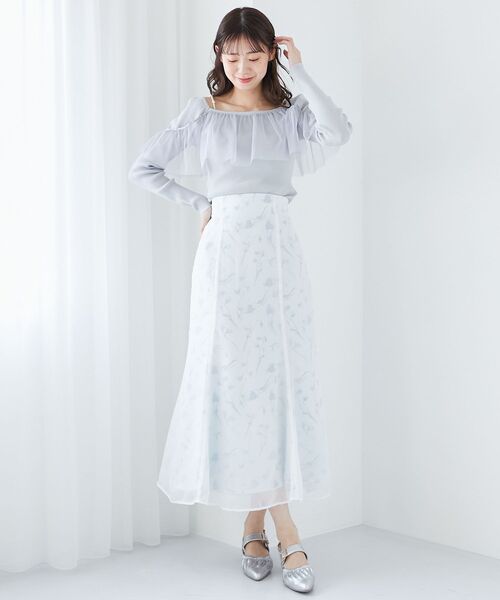 MAJESTIC LEGON（マジェスティックレゴン）の「2wayパールチェーンチュールニット（ニット/セーター・レディース・チャコールグレー/ライトグレー/アイボリー・MEDIUM）」の13枚目の写真