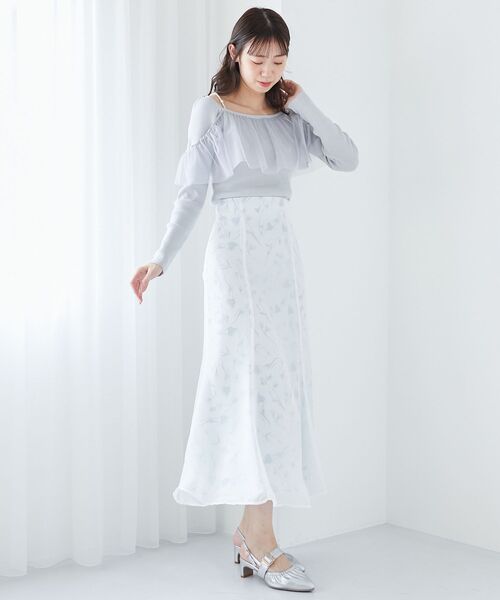 MAJESTIC LEGON（マジェスティックレゴン）の「2wayパールチェーンチュールニット（ニット/セーター・レディース・チャコールグレー/ライトグレー/アイボリー・MEDIUM）」の14枚目の写真