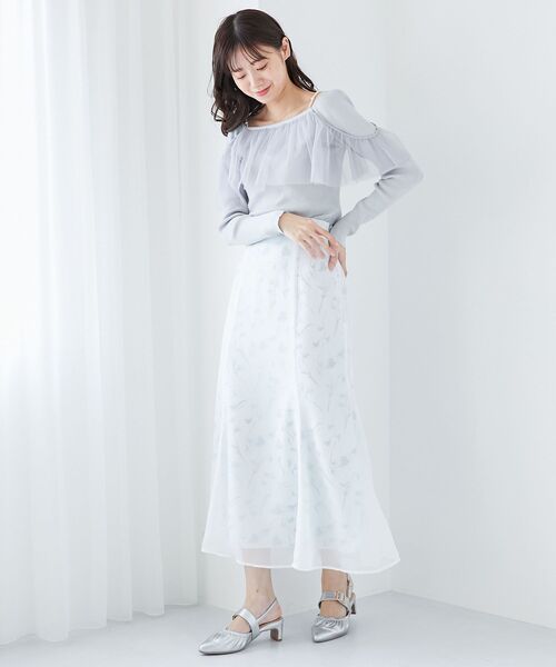 MAJESTIC LEGON（マジェスティックレゴン）の「2wayパールチェーンチュールニット（ニット/セーター・レディース・チャコールグレー/ライトグレー/アイボリー・MEDIUM）」の15枚目の写真