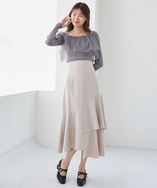 MAJESTIC LEGON（マジェスティックレゴン）の「2wayパールチェーンチュールニット（ニット/セーター・レディース・チャコールグレー/ライトグレー/アイボリー・MEDIUM）」の21枚目の写真