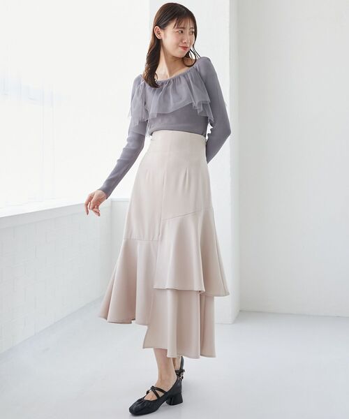 MAJESTIC LEGON（マジェスティックレゴン）の「2wayパールチェーンチュールニット（ニット/セーター・レディース・チャコールグレー/ライトグレー/アイボリー・MEDIUM）」の22枚目の写真