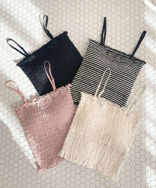 MAJESTIC LEGON(マジェスティックレゴン)の「カップ付き2wayシャーリングキャミ(キャミソール・レディース・ブラック系その他/ピンク/ブラック/アイボリー・MEDIUM)」の2枚目の写真