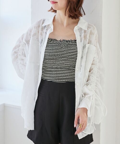 MAJESTIC LEGON(マジェスティックレゴン)の「カップ付き2wayシャーリングキャミ(キャミソール・レディース・ブラック系その他/ピンク/ブラック/アイボリー・MEDIUM)」の6枚目の写真