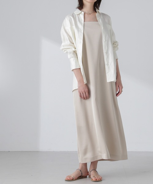 NANO universe(ナノユニバース)の「サテンキャミワンピース(ワンピース・レディース・ブラック/カーキ/ベージュ・S/M)」の2枚目の写真