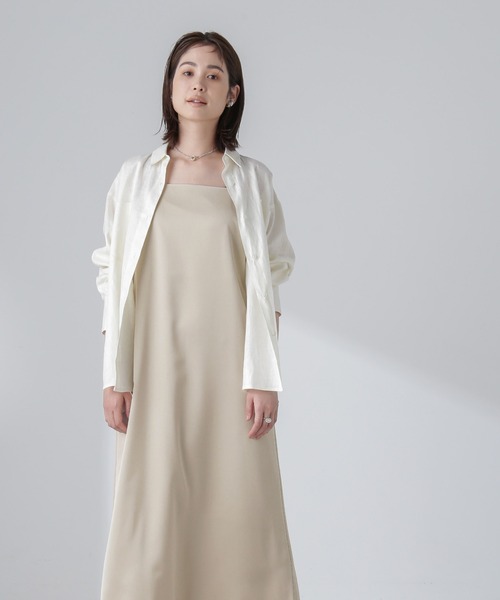 NANO universe(ナノユニバース)の「サテンキャミワンピース(ワンピース・レディース・ブラック/カーキ/ベージュ・S/M)」の4枚目の写真