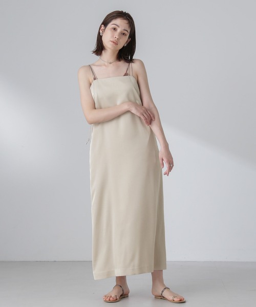 NANO universe(ナノユニバース)の「サテンキャミワンピース(ワンピース・レディース・ブラック/カーキ/ベージュ・S/M)」の6枚目の写真