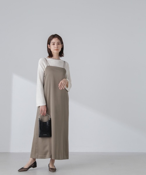 NANO universe(ナノユニバース)の「サテンキャミワンピース(ワンピース・レディース・ブラック/カーキ/ベージュ・S/M)」の9枚目の写真