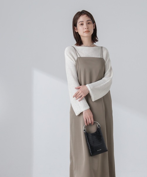 NANO universe(ナノユニバース)の「サテンキャミワンピース(ワンピース・レディース・ブラック/カーキ/ベージュ・S/M)」の11枚目の写真