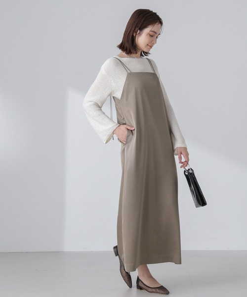 NANO universe(ナノユニバース)の「サテンキャミワンピース(ワンピース・レディース・ブラック/カーキ/ベージュ・S/M)」の12枚目の写真