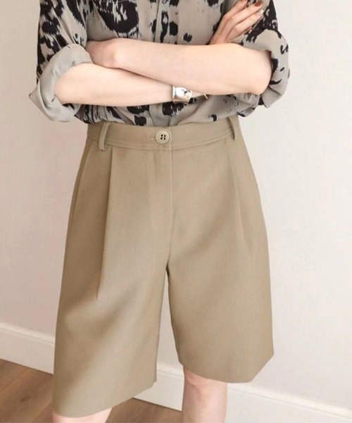 Miniministore(ミニミニストア)の「【春夏向け/さらっと履ける/ドライタッチ】タックショートパンツ ハイウエスト 美脚ショートパンツ ショーパン 短パン ハーフパンツ クロップド(その他パンツ・レディース・ブラック/ベージュ/ブラウン/アイボリー・M/XL/L)」の4枚目の写真