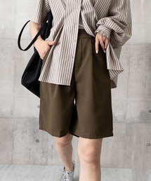 【春夏向け/さらっと履ける/ドライタッチ】タックショートパンツ ハイウエスト 美脚ショートパンツ ショーパン 短パン ハーフパンツ クロップド