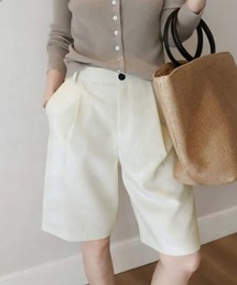 【春夏向け/さらっと履ける/ドライタッチ】タックショートパンツ ハイウエスト 美脚ショートパンツ ショーパン 短パン ハーフパンツ クロップド
