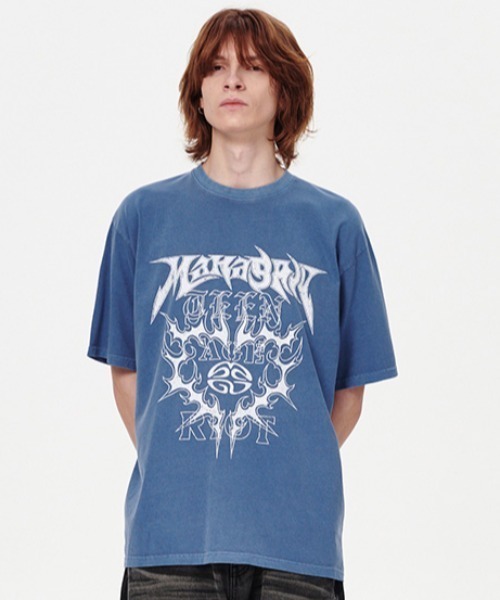 [ MAHAGRID]★24SS★韓国人気★FLAME HEART PIGMENT TEE mahagrid】24SS☆ FLAME HEART PIGMENT TEE (mahagrid/Tシャツ