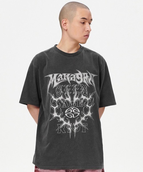 mahagrid/マハグリッド』 FLAME HEART PIGMENT TEE/フレーム