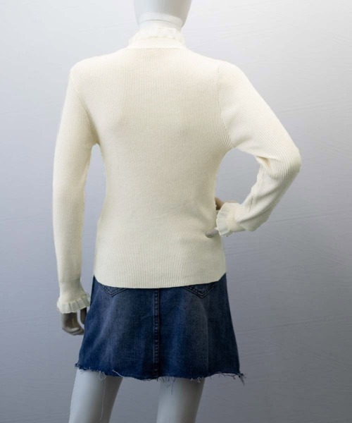 Miniministore（ミニミニストア）の「リブニットトップス きれいめ ハイネック（ニット/セーター・レディース・アイボリー/ブラック/オフホワイト/ピンク/ライトベージュ・FREE）」の16枚目の写真