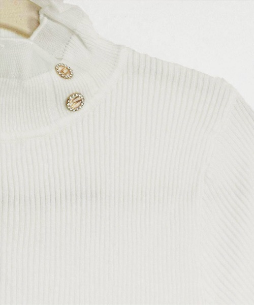 Miniministore（ミニミニストア）の「リブニットトップス きれいめ ハイネック（ニット/セーター・レディース・アイボリー/ブラック/オフホワイト/ピンク/ライトベージュ・FREE）」の21枚目の写真
