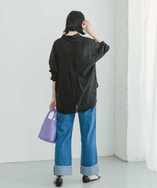 ITEMS URBANRESEARCH（アイテムズ アーバンリサーチ）の「『2WAY仕様』シアーポケットスキッパーシャツ（シャツ/ブラウス・レディース・ブラック/ライトブルー/ホワイト系その他・FREE）」の9枚目の写真