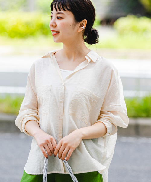 ITEMS URBANRESEARCH（アイテムズ アーバンリサーチ）の「『2WAY仕様』シアーポケットスキッパーシャツ（シャツ/ブラウス・レディース・ブラック/ライトブルー/ホワイト系その他・FREE）」の10枚目の写真