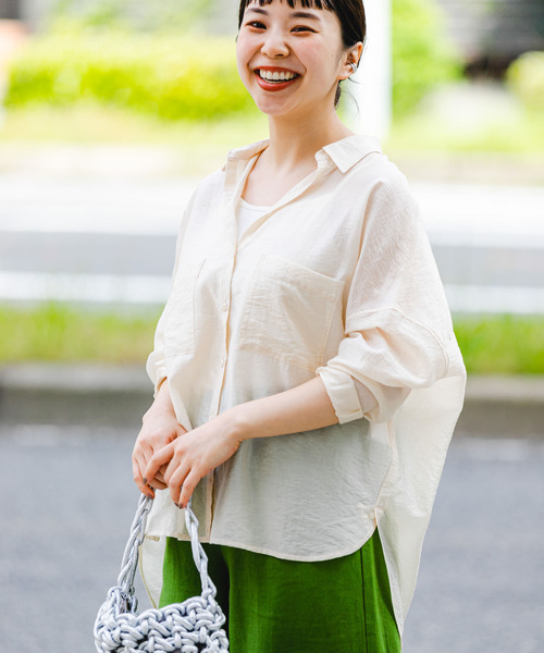 ITEMS URBANRESEARCH（アイテムズ アーバンリサーチ）の「『2WAY仕様』シアーポケットスキッパーシャツ（シャツ/ブラウス・レディース・ブラック/ライトブルー/ホワイト系その他・FREE）」の11枚目の写真