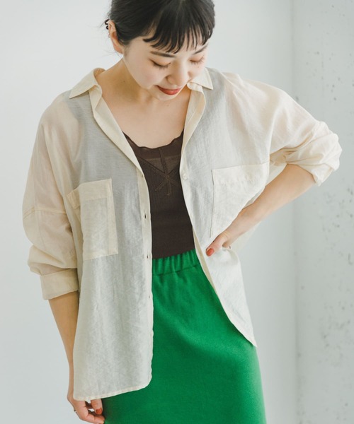 ITEMS URBANRESEARCH（アイテムズ アーバンリサーチ）の「『2WAY仕様』シアーポケットスキッパーシャツ（シャツ/ブラウス・レディース・ブラック/ライトブルー/ホワイト系その他・FREE）」の19枚目の写真