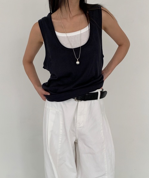 ベスト ジレ 「DIDOT.」Uネックレイヤーノースリーブ レディース DIDOT.】Uネックレイヤーノースリーブ（ベスト）｜Didot