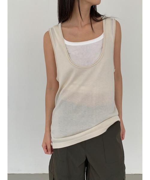 ベスト ジレ 「DIDOT.」Uネックレイヤーノースリーブ レディース DIDOT.】Uネックレイヤーノースリーブ（ベスト）｜Didot