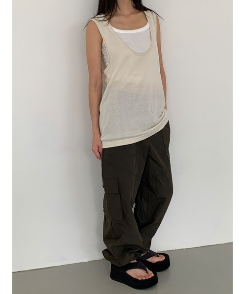 ベスト ジレ 「DIDOT.」Uネックレイヤーノースリーブ レディース DIDOT.】Uネックレイヤーノースリーブ（ベスト）｜Didot