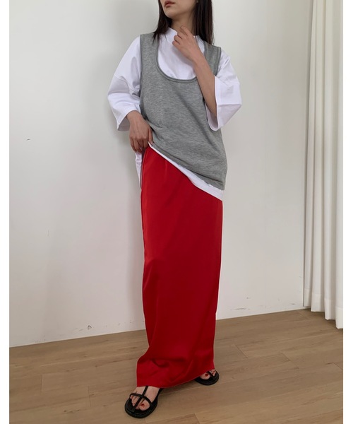 Didot.showroom（ディドット ショールーム）の「【DIDOT.】Uネックレイヤーノースリーブ（ベスト・レディース・グレー/ライトベージュ/チャコール・FREE）」の5枚目の写真