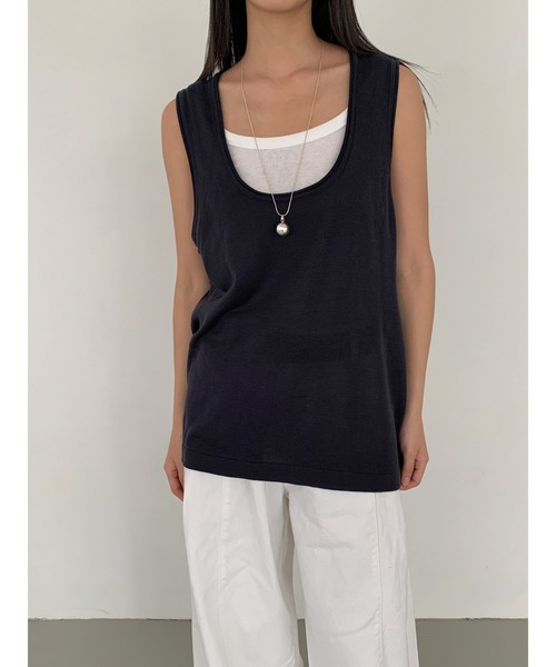 ベスト ジレ 「DIDOT.」Uネックレイヤーノースリーブ レディース DIDOT.】Uネックレイヤーノースリーブ（ベスト）｜Didot